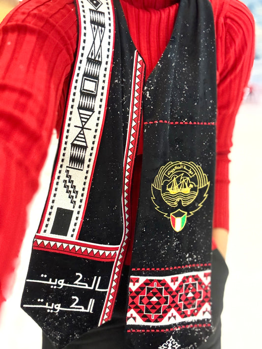 Kuwait flag embroidery shawl