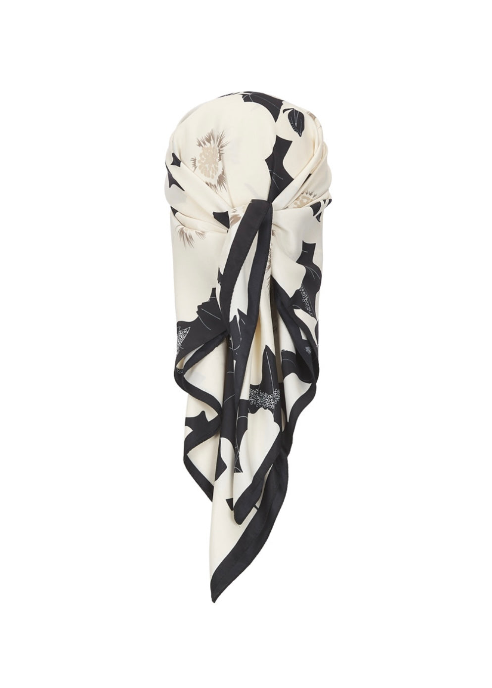 Black white leaf pattern scarf